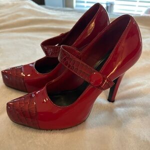 Red patent leather shoes, 👠 2.5 inch heel